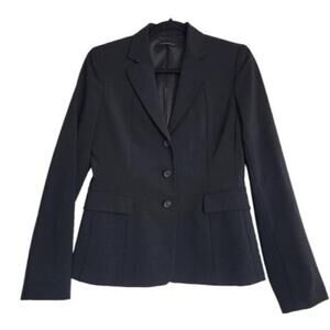 Elie Tahari Black Three Button Blazer Notched Lapel Jacket Size 4
